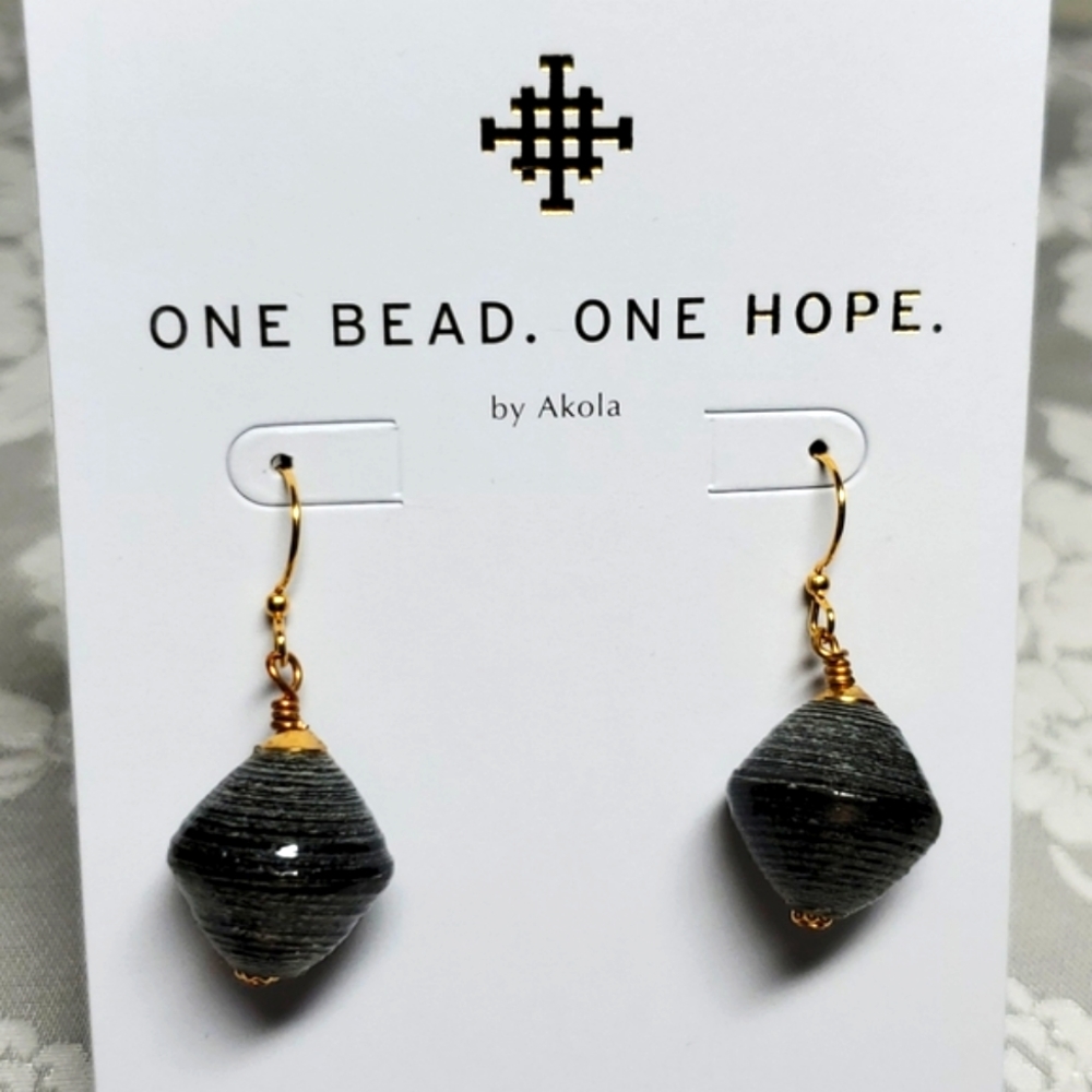 Akola "Annette" Drop Earrings, Onyx - Picture 2 of 9